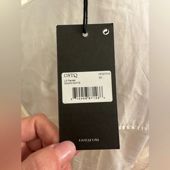 NWT GSTQ Placket Long Sleeve Collar Shirt Off White Top XS - Picture 7 of 12